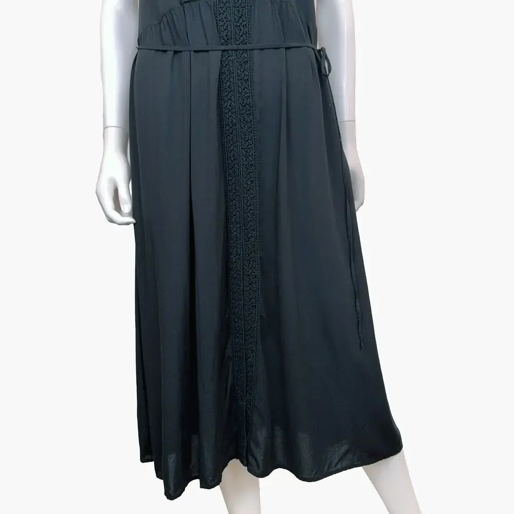 VICTORIA'S SECRET Crochet Lace Sleeveless Racerback Midi Dress (Black | Size S)